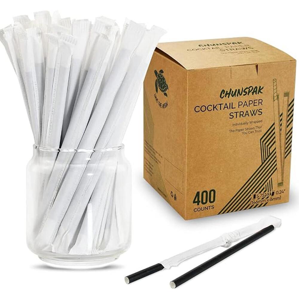 Chunspak Cocktail Paper Straws - 400 Count
